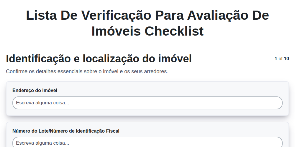 Lista de verificação para avaliação de imóveis screenshot