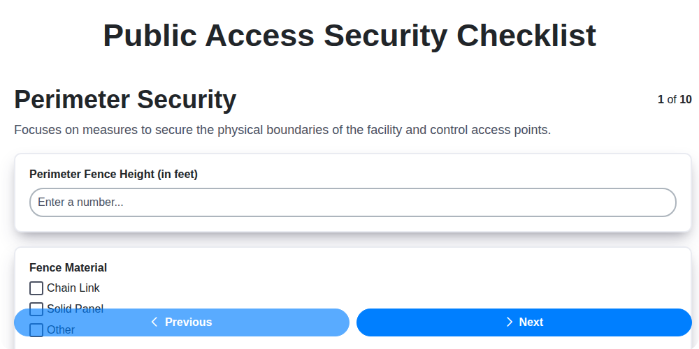 public access security checklist screenshot