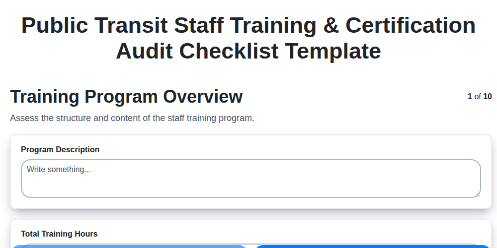 public transit staff training certification audit checklist template screenshot