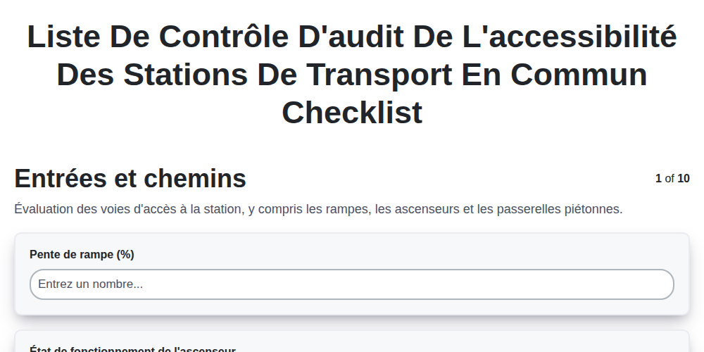 Liste de contrôle d'audit de l'accessibilité des stations de transport ...