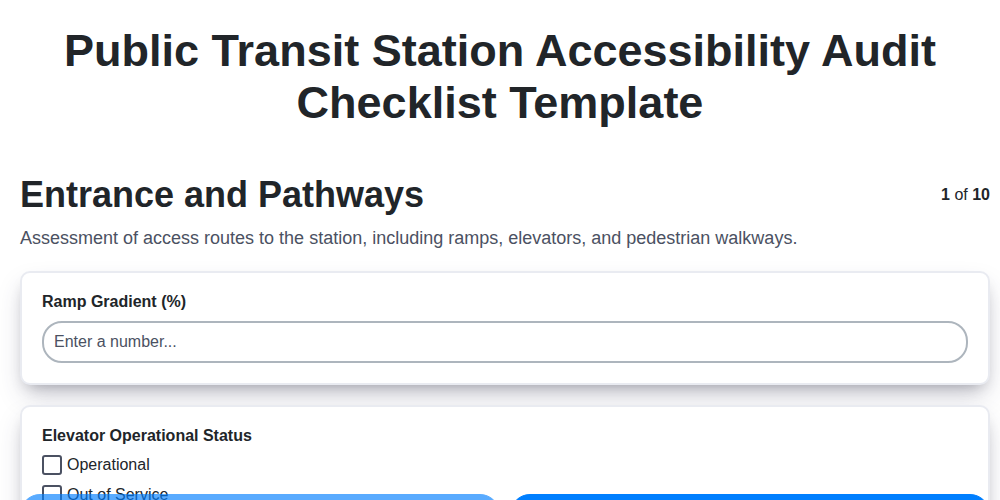 public transit station accessibility audit checklist template screenshot