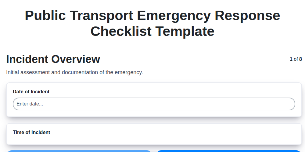 public transport emergency response checklist template screenshot