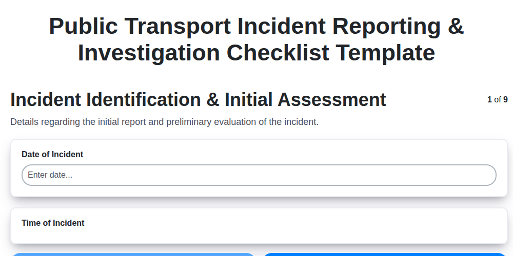 public transport incident reporting investigation checklist template screenshot