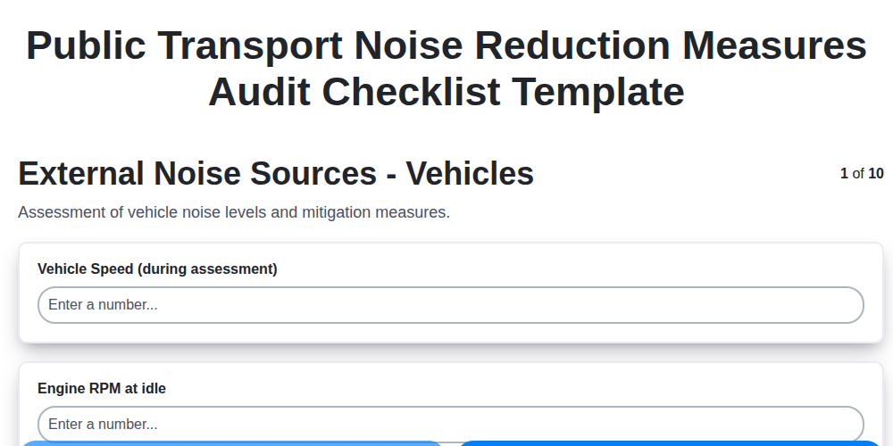 public transport noise reduction measures audit checklist template screenshot