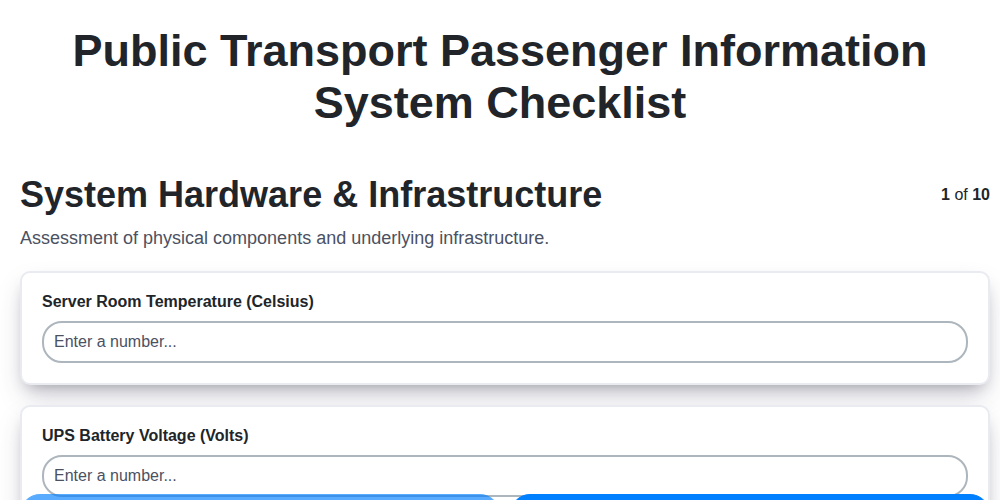 public transport passenger information system checklist screenshot
