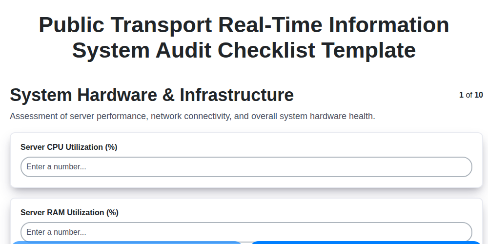 public transport real time information system audit checklist template screenshot
