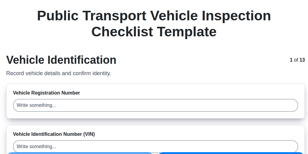 public transport vehicle inspection checklist template screenshot