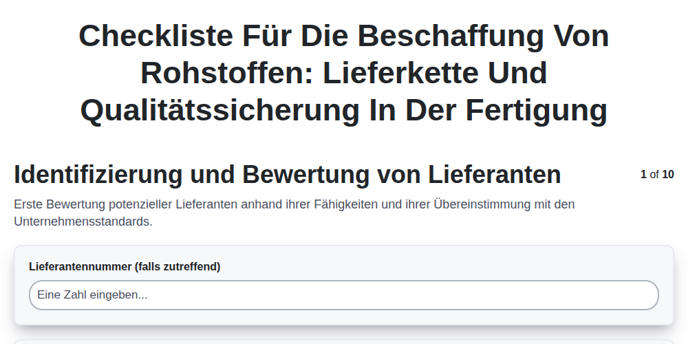 Checkliste für die Beschaffung von Rohstoffen: Lieferkette und Qualitätssicherung in der Fertigung screenshot