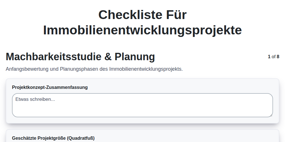 Checkliste für Immobilienentwicklungsprojekte screenshot