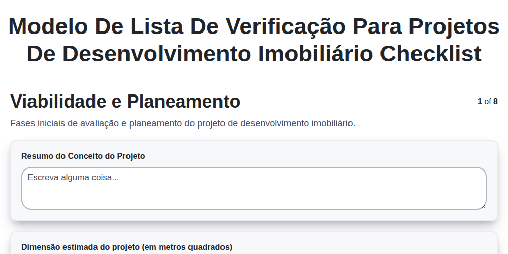 Modelo de Lista de Verificação para Projetos de Desenvolvimento Imobiliário screenshot