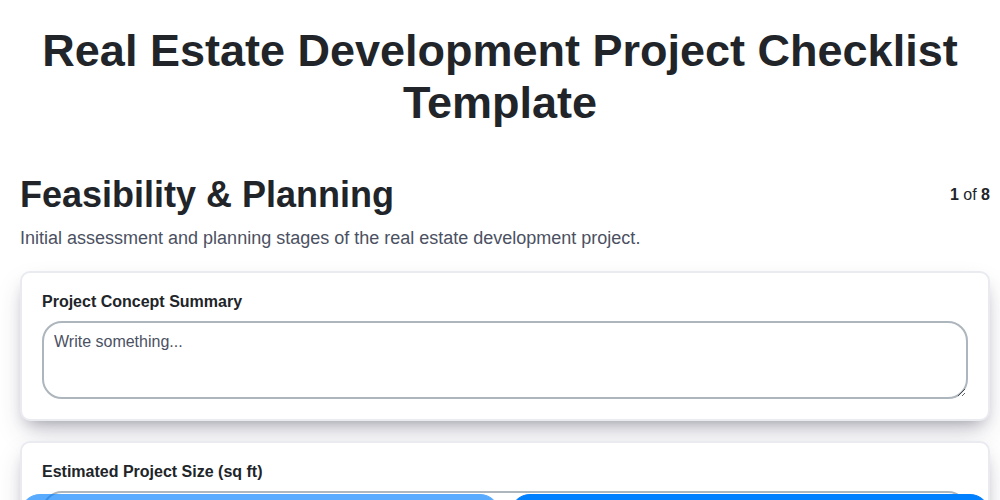 real estate development project checklist template screenshot
