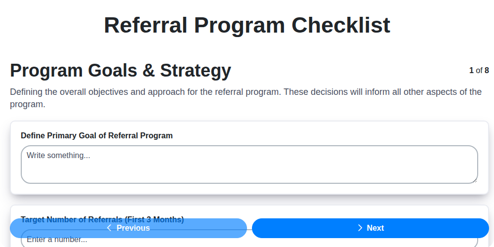 referral program checklist screenshot