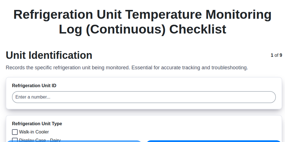 refrigeration unit temperature monitoring log continuous screenshot