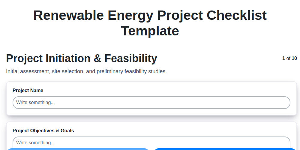 renewable energy project checklist template screenshot