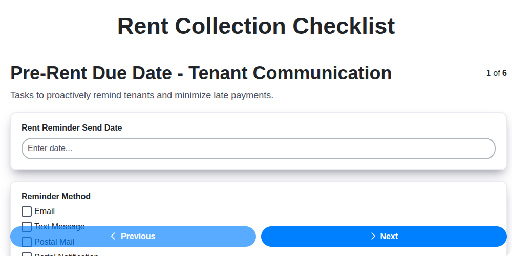 rent collection checklist screenshot