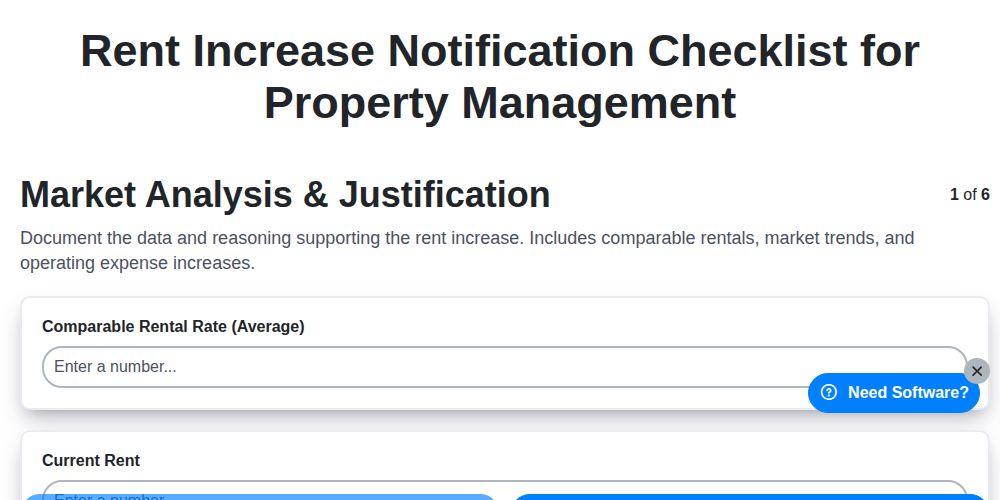 rent increase notification checklist for property management screenshot