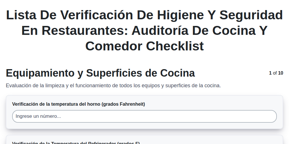 Lista de verificación de higiene y seguridad en restaurantes: Auditoría de cocina y comedor