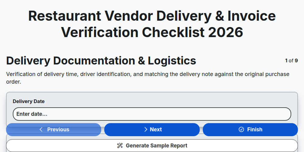 Restaurant Vendor Delivery & Invoice Verification Checklist 2026