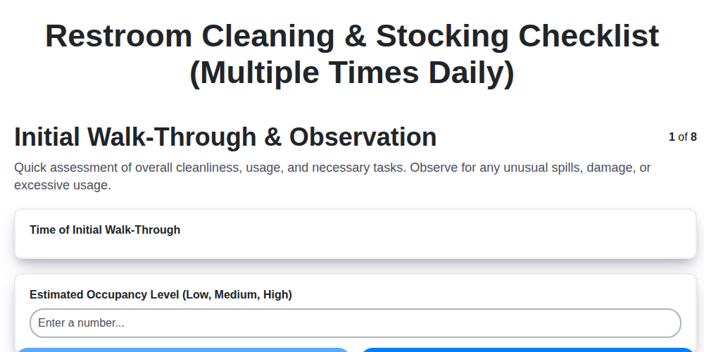 restroom cleaning stocking checklist multiple times daily screenshot