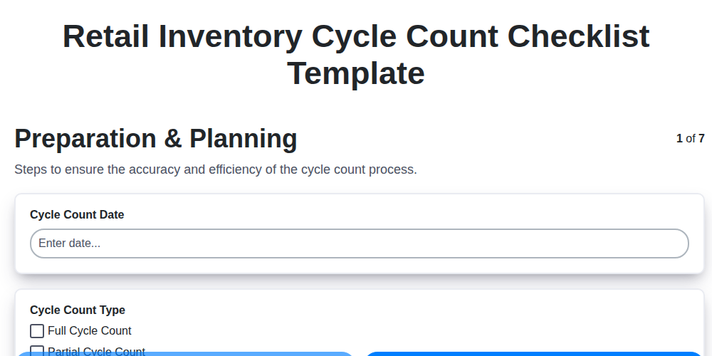 retail inventory cycle count checklist template screenshot