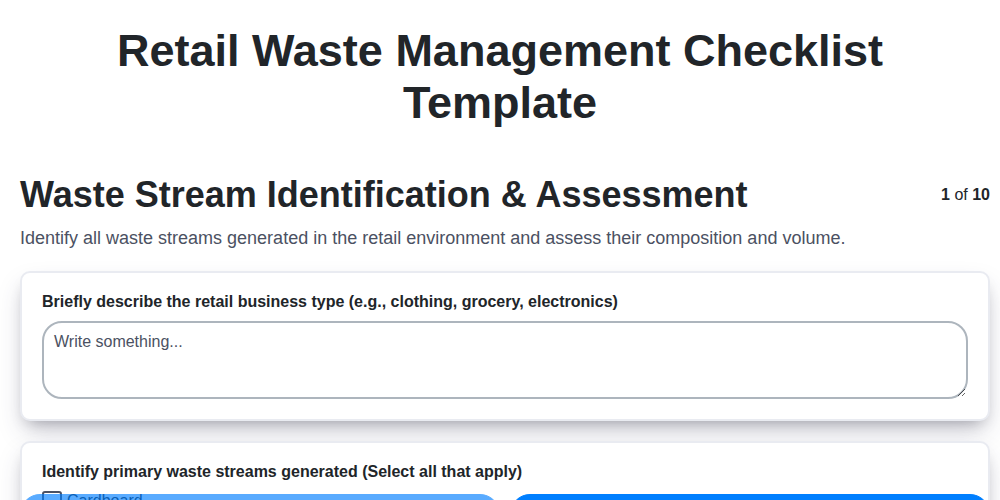 retail waste management checklist template screenshot