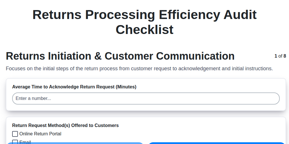 returns processing efficiency audit screenshot