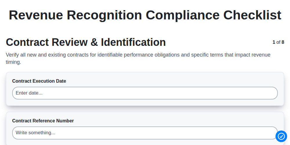 revenue recognition compliance checklist screenshot