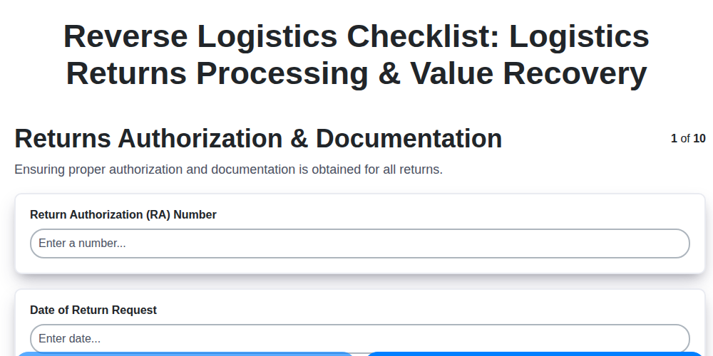 reverse logistics checklist logistics returns processing value recovery screenshot