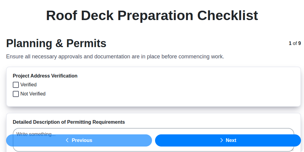 roof deck preparation checklist screenshot