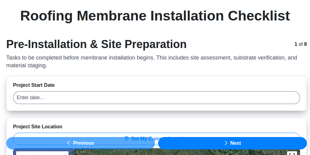 roofing membrane installation checklist screenshot