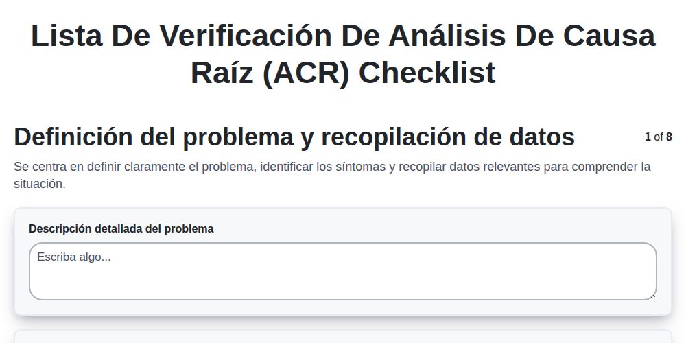 Lista de Verificación de Análisis de Causa Raíz (ACR) Checklist ...
