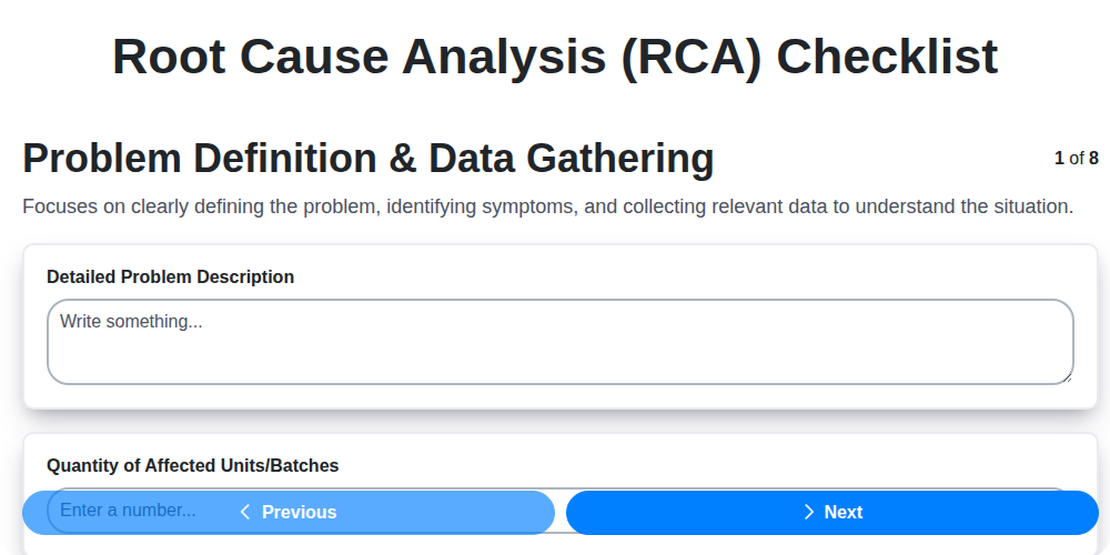 root cause analysis rca checklist screenshot