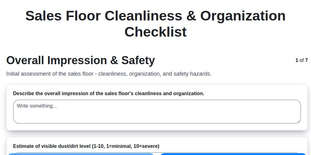 sales floor cleanliness organization checklist screenshot