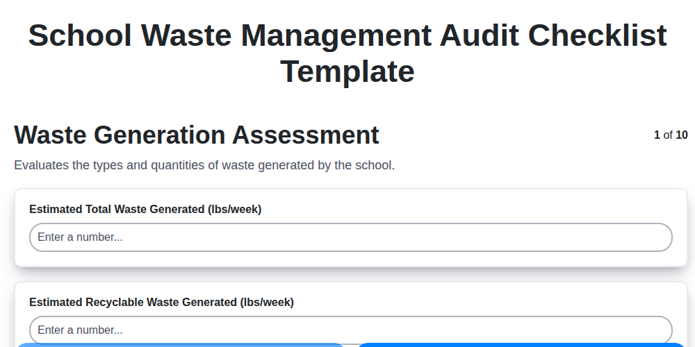 school waste management audit checklist template screenshot