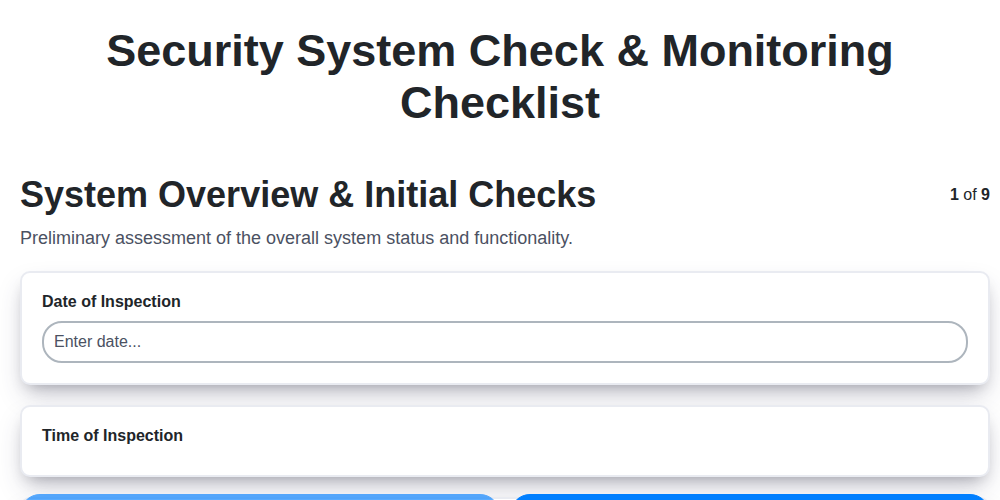 security system check monitoring checklist screenshot
