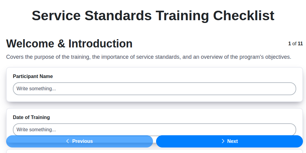 service standards training screenshot