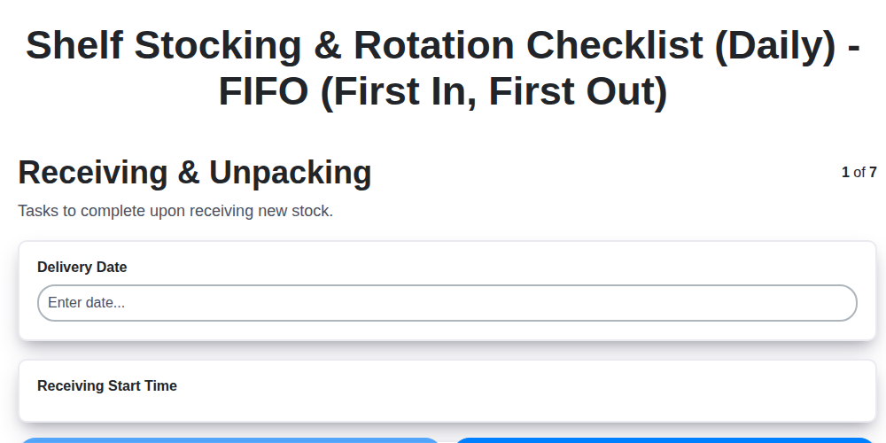 shelf stocking rotation checklist daily fifo first in first out screenshot