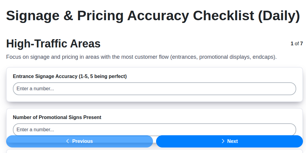 signage pricing accuracy checklist daily screenshot