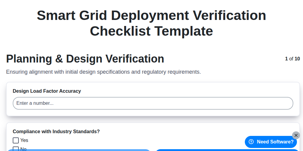 smart grid deployment verification checklist template screenshot
