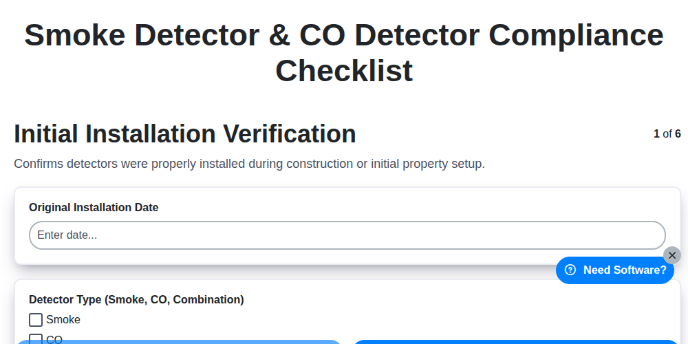 smoke detector co detector compliance checklist screenshot