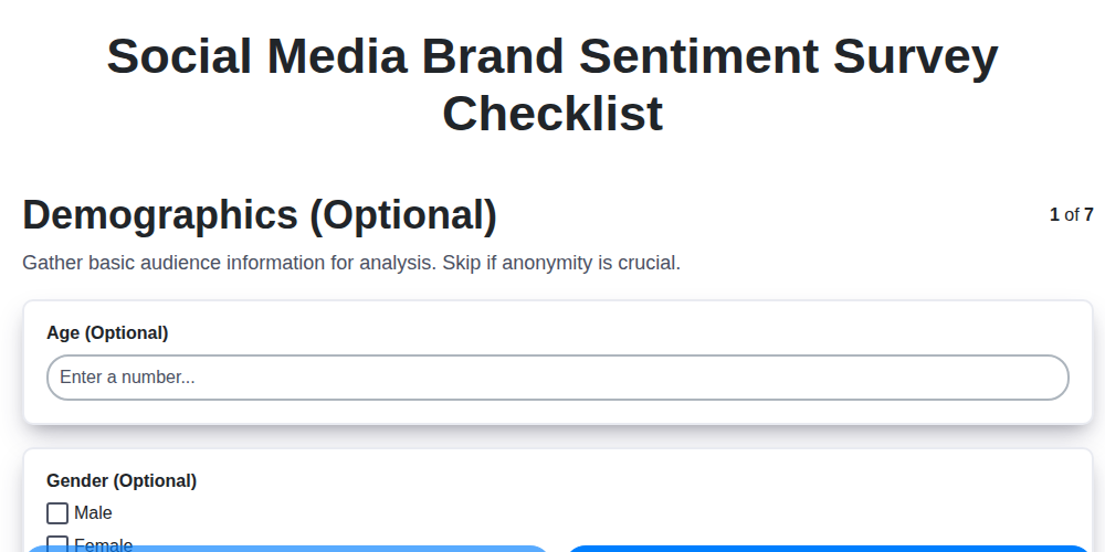 social media brand sentiment survey checklist screenshot