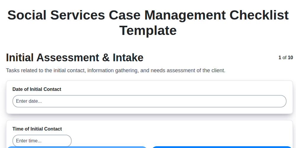 social services case management checklist template screenshot