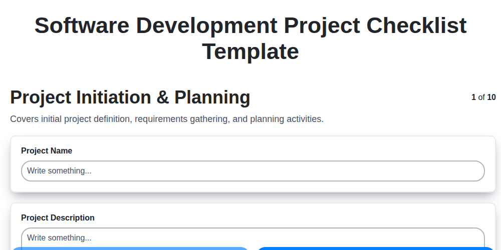 software development project checklist template screenshot