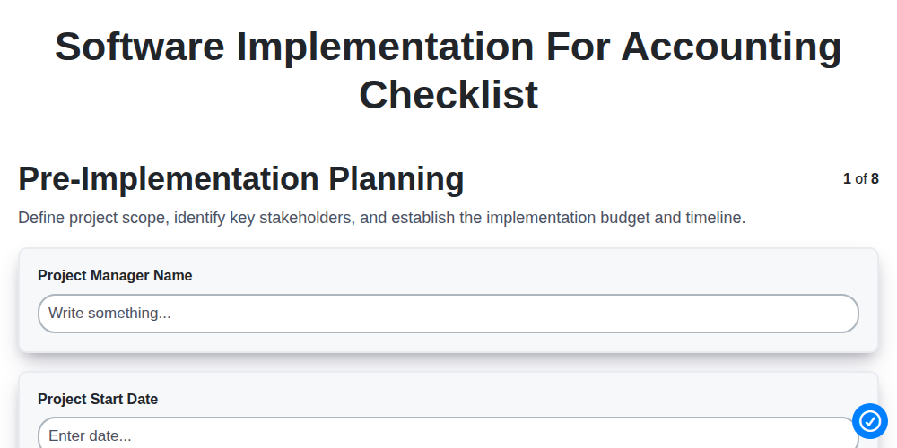 software implementation for accounting checklist screenshot
