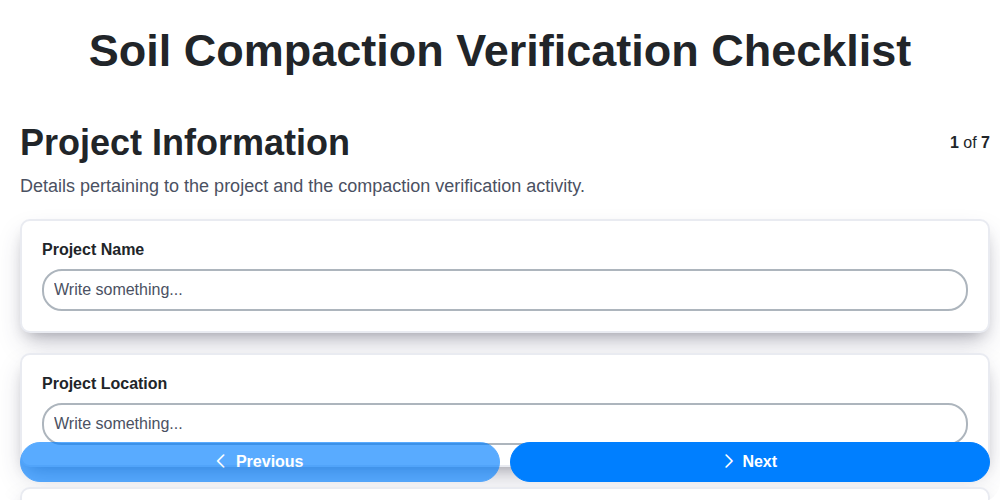 soil compaction verification checklist screenshot