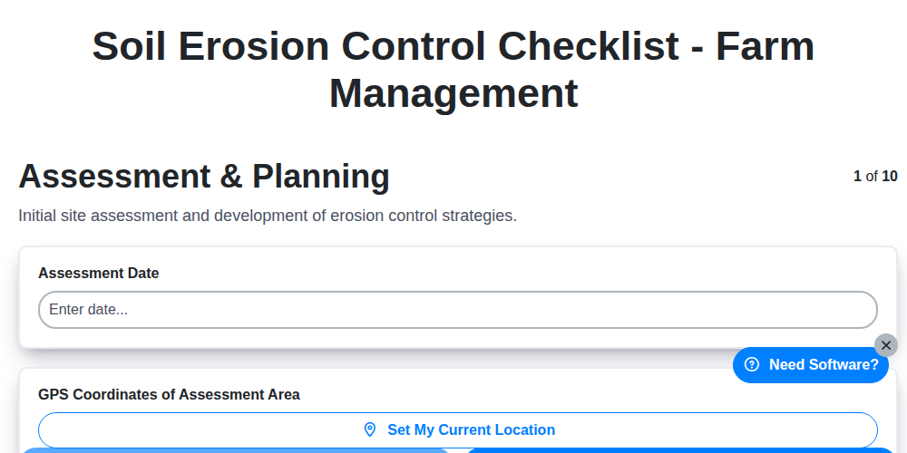 soil erosion control checklist farm management screenshot