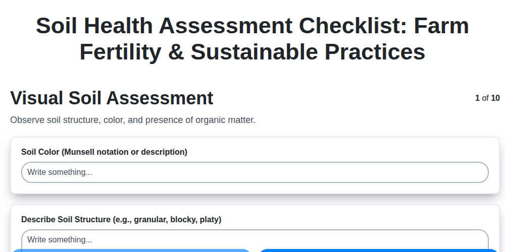 soil health assessment checklist farm fertility sustainable practices screenshot