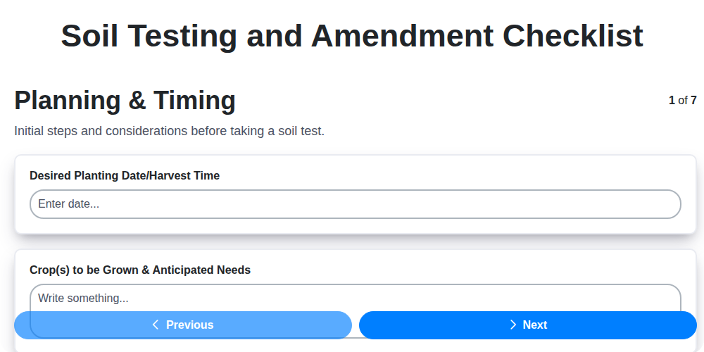 soil testing and amendment screenshot