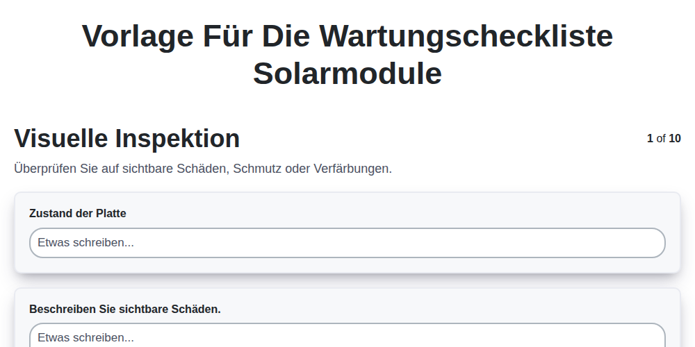 Vorlage für die Wartungscheckliste Solarmodule screenshot