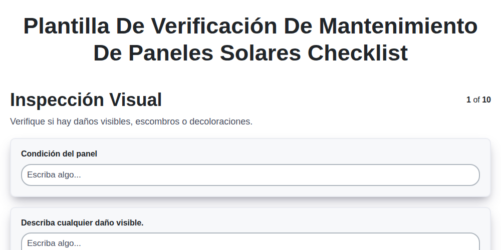 Plantilla de verificación de mantenimiento de paneles solares screenshot